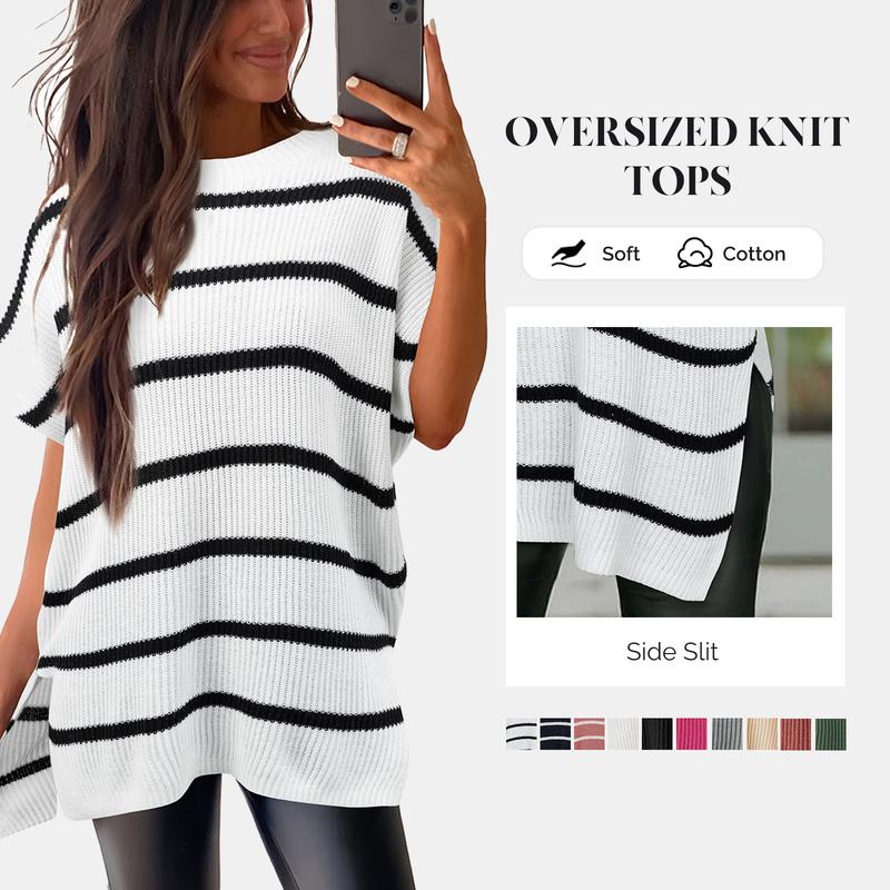đSHEWIN 2025 Summer Womenâs Casual Knit Pullover Tops ⨠Loose Fit Crew Neck Short Sleeve Trendy Tee | 20K+ SOLD đĽ Best Seller