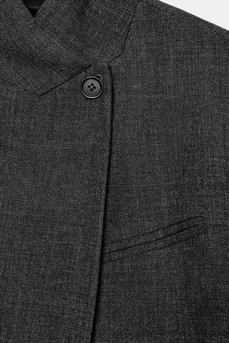 Minimalist High-Neck Wool Blazer