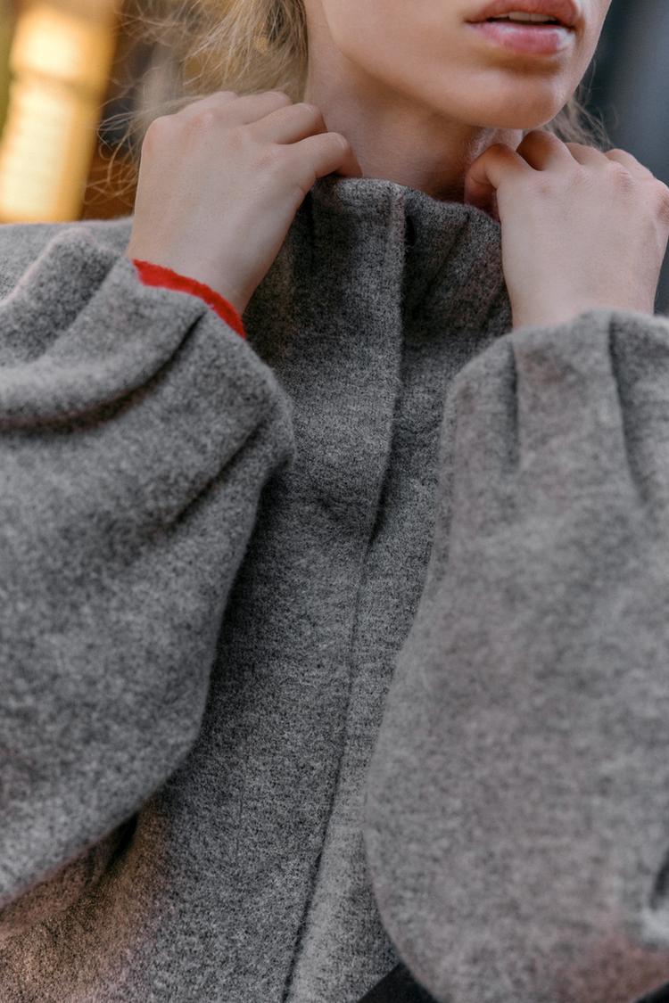 Soft Structured Wool Jacket with Mini Skirt