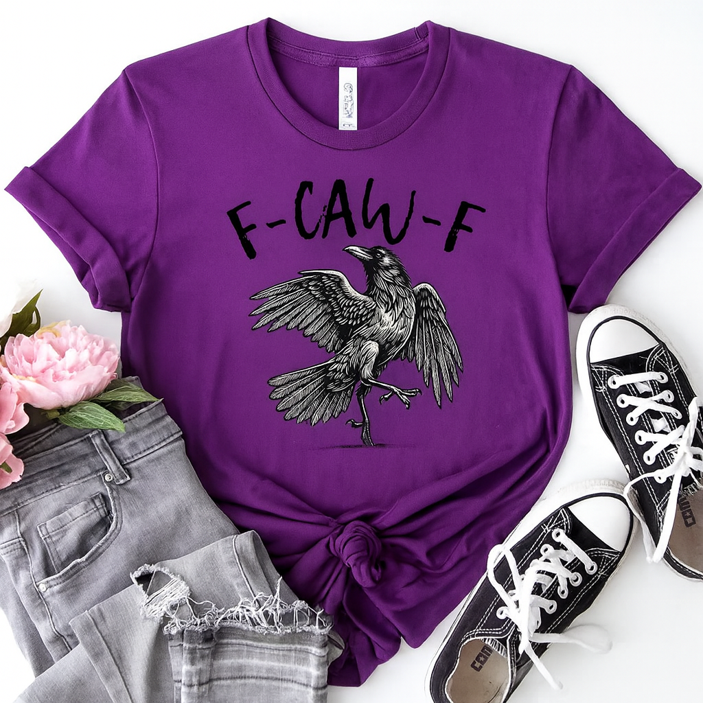 F-CAW-F Gothic Raven T-Shirt, Snarky Halloween Tee for Sassy Goths and Crow Lovers