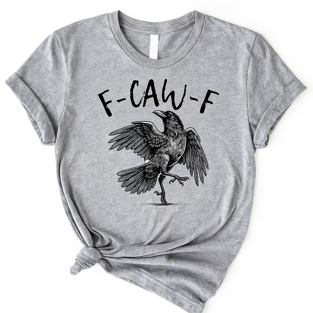 F-CAW-F Gothic Raven T-Shirt, Snarky Halloween Tee for Sassy Goths and Crow Lovers