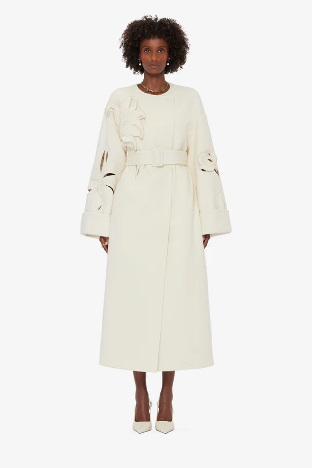 Ivory Bloom Wool Coat