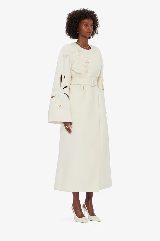 Ivory Bloom Wool Coat