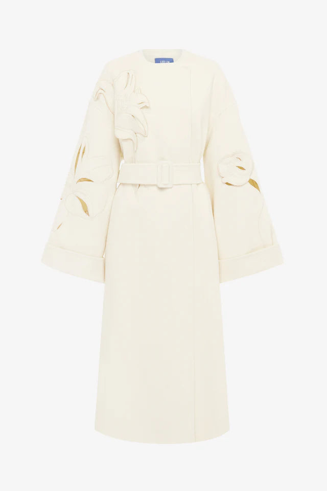 Ivory Bloom Wool Coat