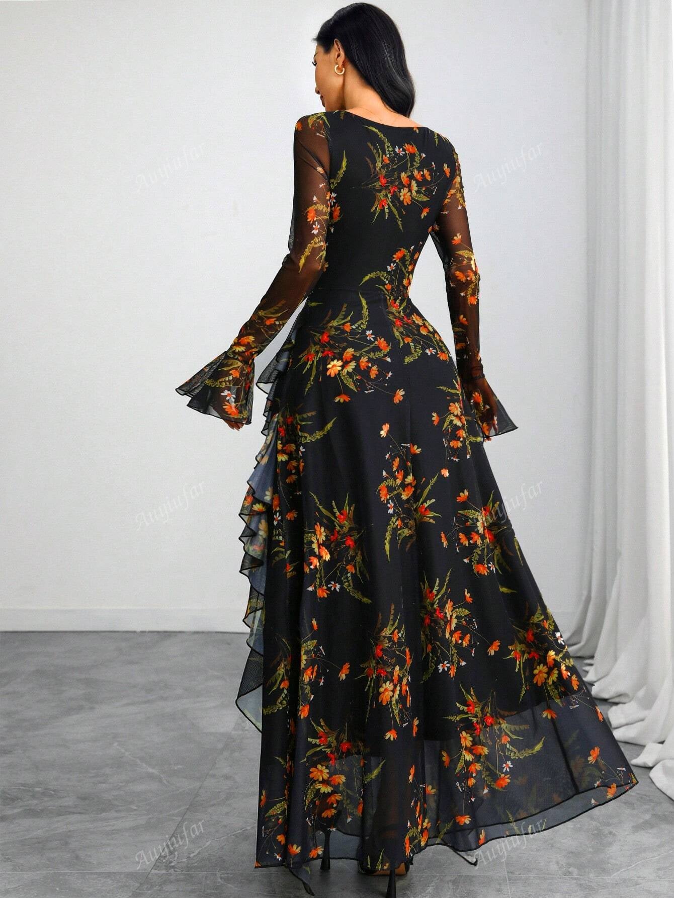✨ Enchanted Garden Floral Maxi Dress – Romantic Elegance 🌹
