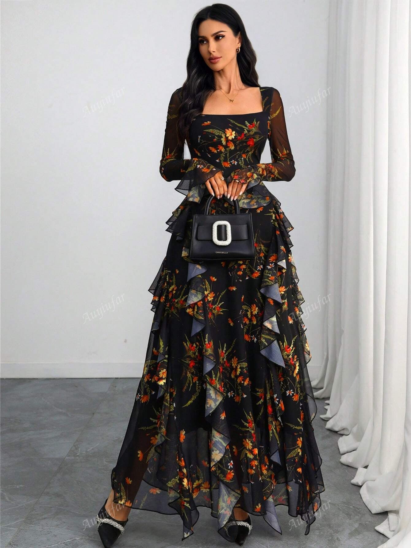 ✨ Enchanted Garden Floral Maxi Dress – Romantic Elegance 🌹