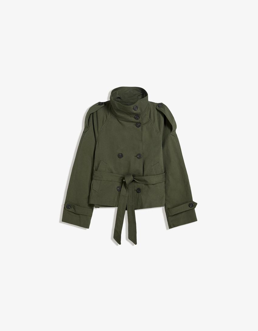 Trendy Wide-Collar Cropped Coat – Effortless Chic