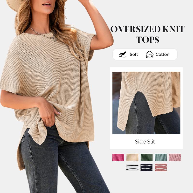 đSHEWIN 2025 Summer Womenâs Casual Knit Pullover Tops ⨠Loose Fit Crew Neck Short Sleeve Trendy Tee | 20K+ SOLD đĽ Best Seller