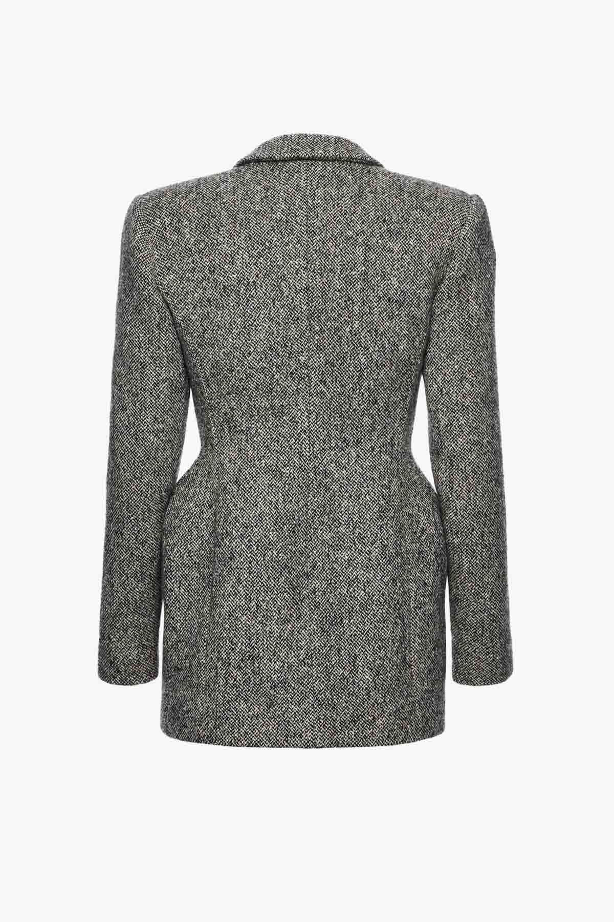 Structured Wool Tailored Blazer – Sculpted Silhouette in Classic Grey