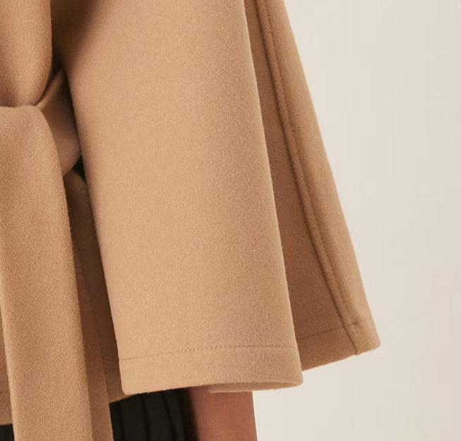 Trendy Camel Belted Cape Jacket 🖤 Effortless Chic