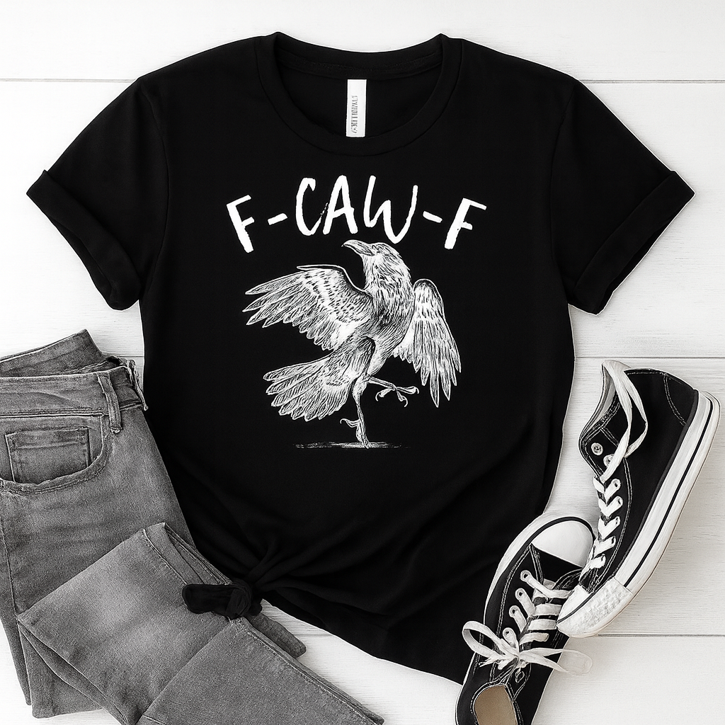 F-CAW-F Gothic Raven T-Shirt, Snarky Halloween Tee for Sassy Goths and Crow Lovers