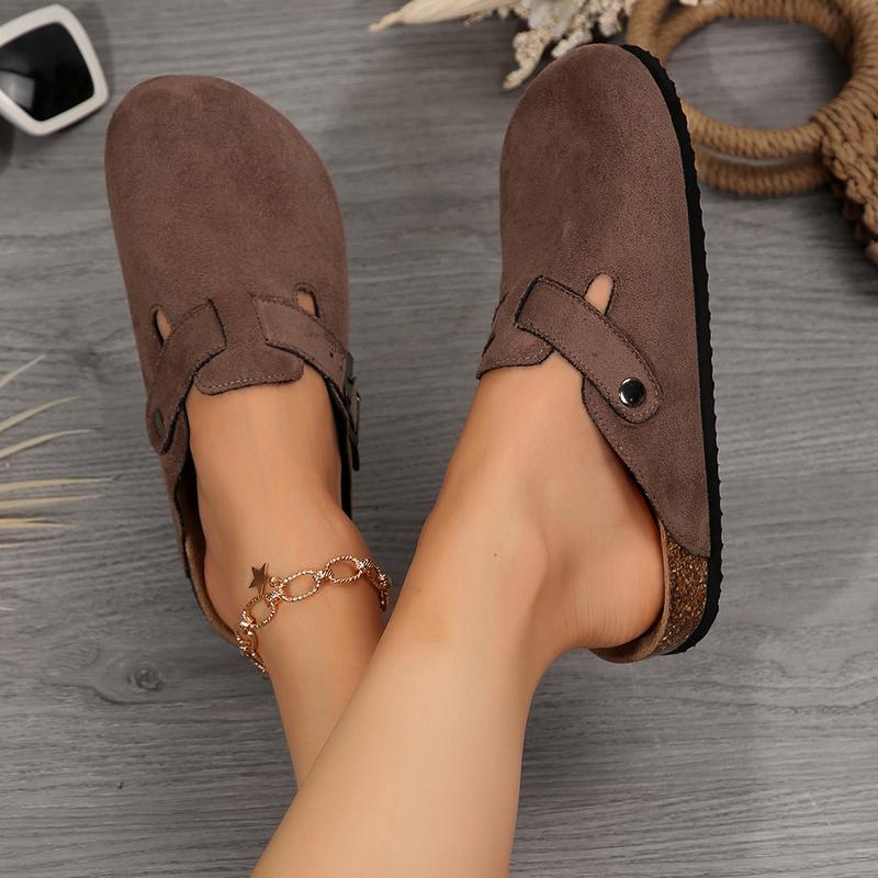 Women’s Suede Leather Comfort Clogs with Cushioned Cork Footbed