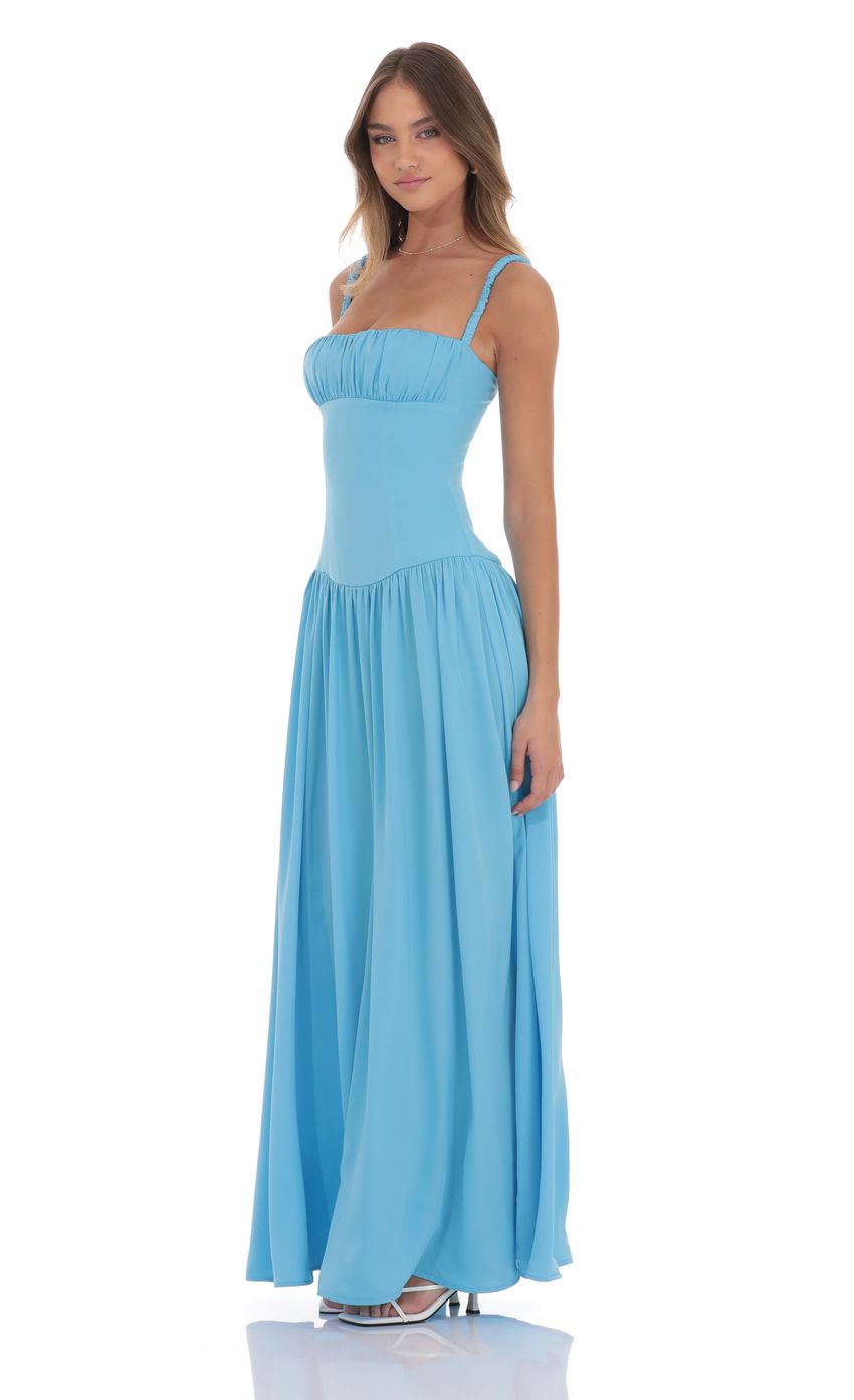 ✨ Elegant Sky Blue Maxi Dress 🌊 | Flowing Silhouette & Ruched Details