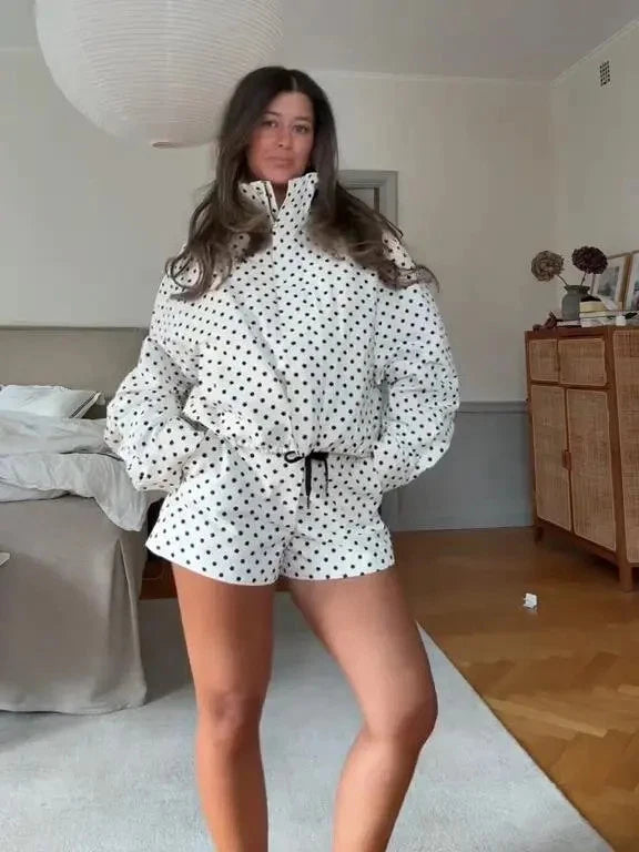 Polka Dot High Neck Lounge Set