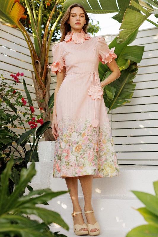 Blush Garden Floral Midi Dress
