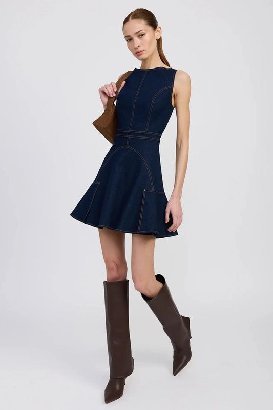 Tailored Denim Fit - and - Flare Mini Dress