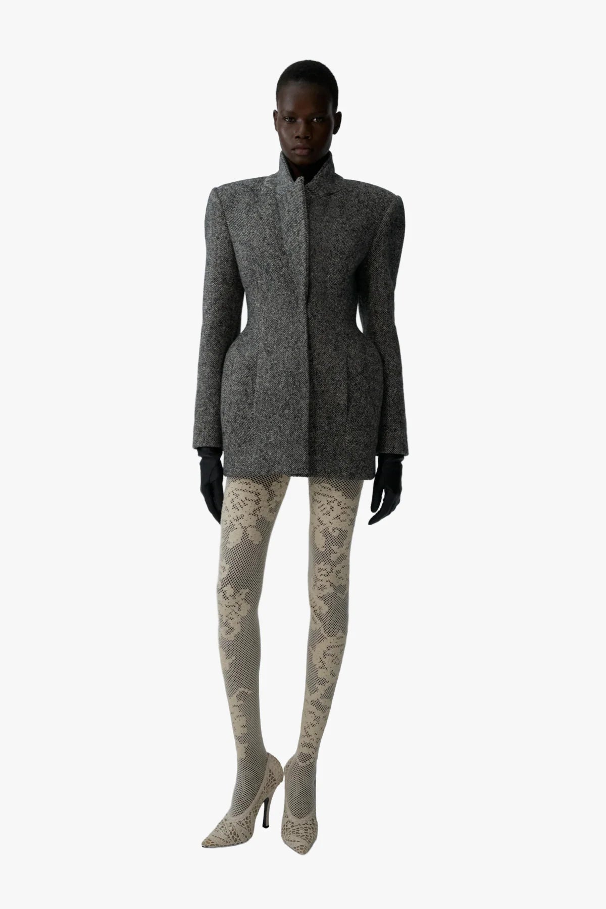 Structured Wool Tailored Blazer – Sculpted Silhouette in Classic Grey