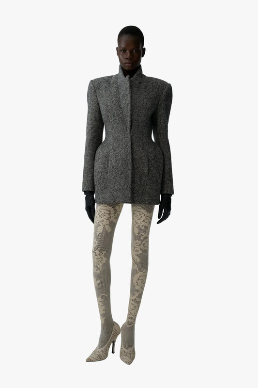 Structured Wool Tailored Blazer – Sculpted Silhouette in Classic Grey