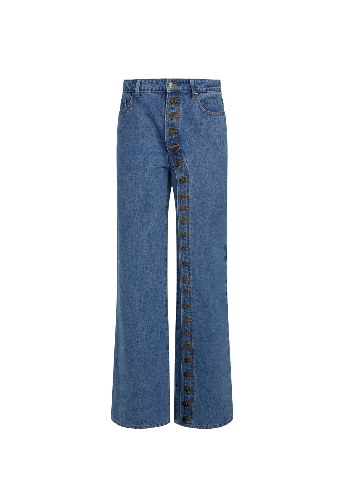 low-rise straight-leg button-down jeans