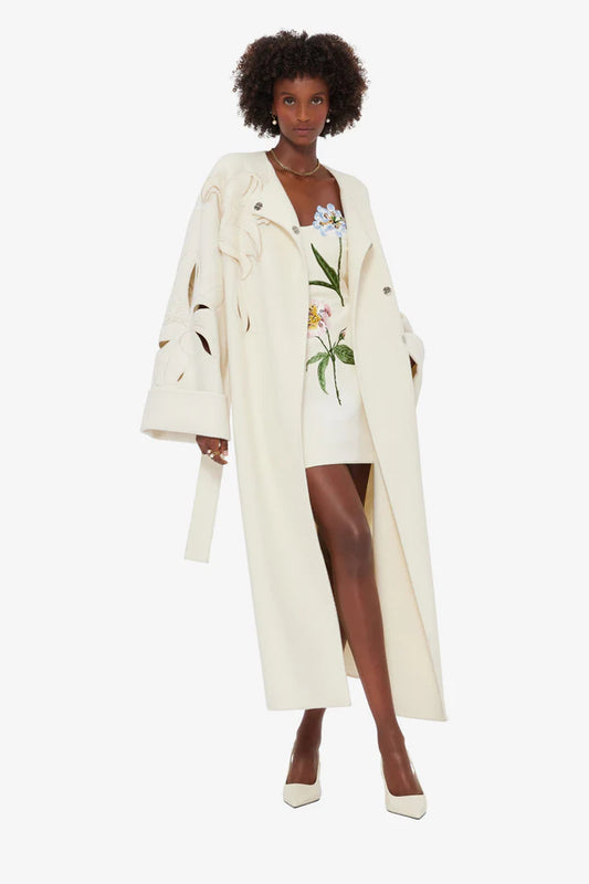 Ivory Bloom Wool Coat