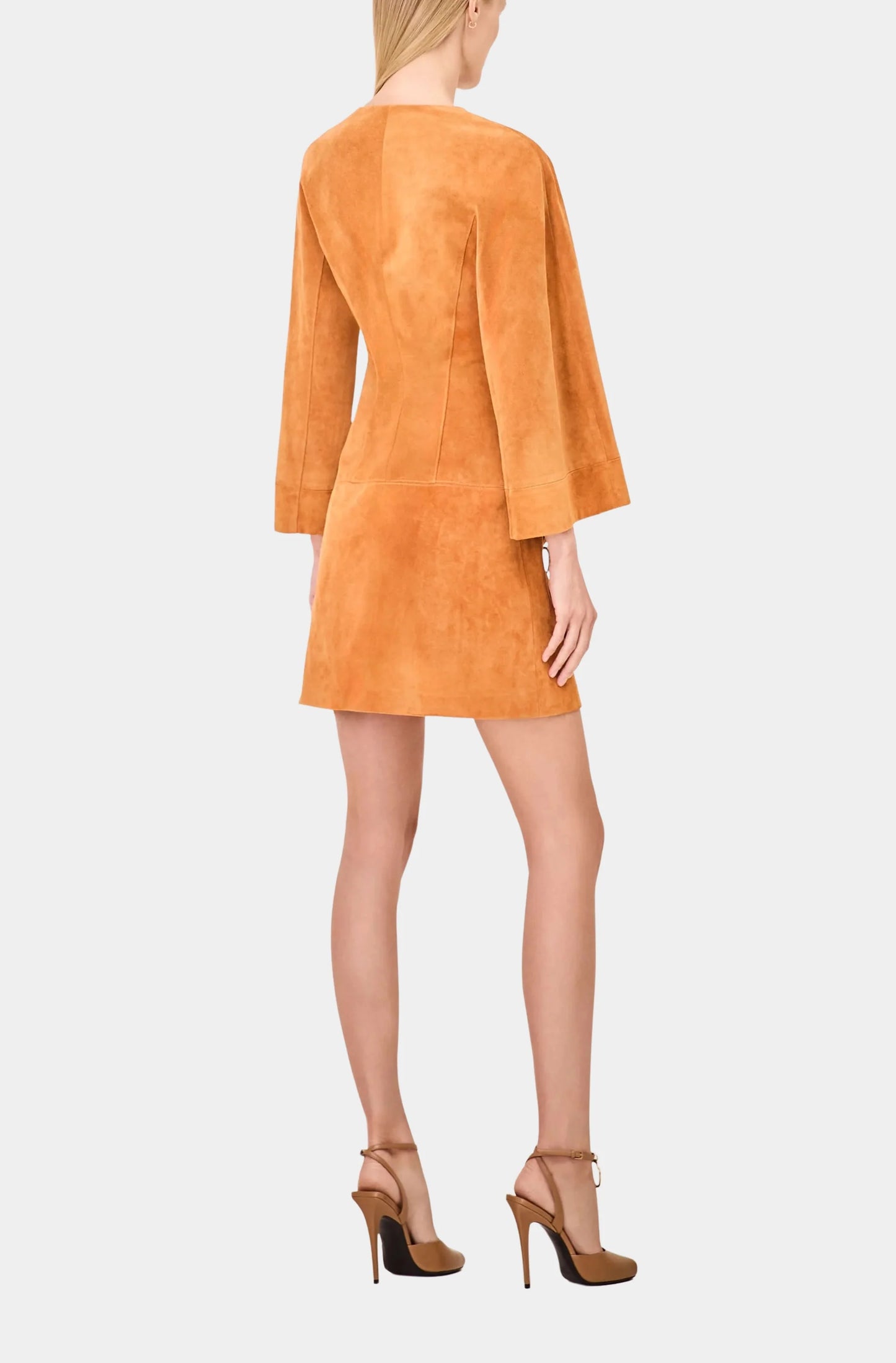 Retro Luxe Suede Zip-Front Dress