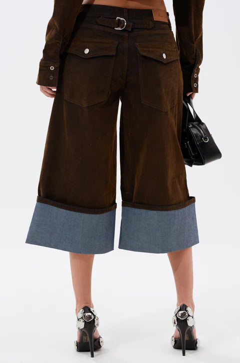 FALL VIBES VELVET BERMUDA SHORT