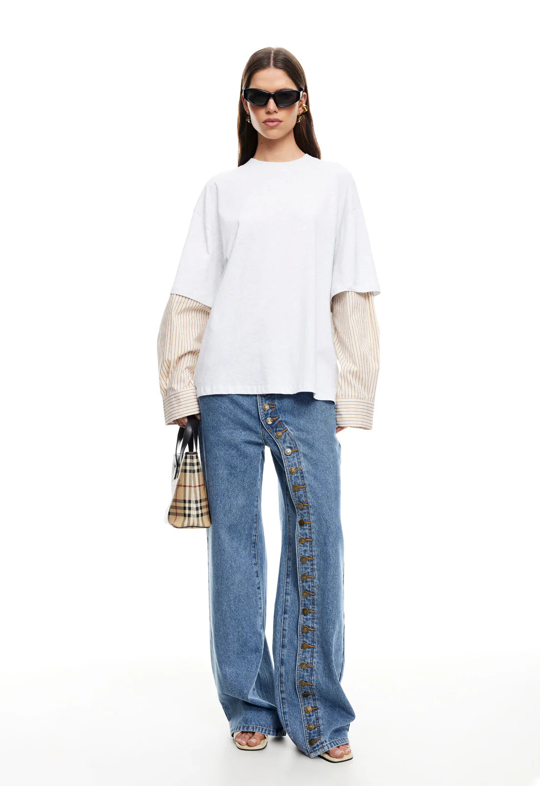 low-rise straight-leg button-down jeans