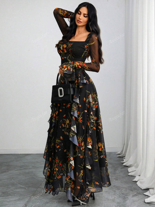 ✨ Enchanted Garden Floral Maxi Dress – Romantic Elegance 🌹