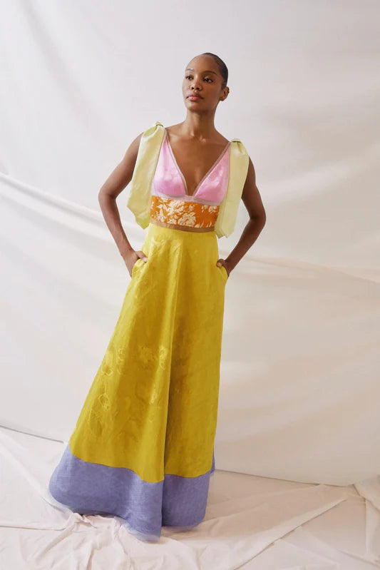 ✨ Colorblock Elegance Maxi Dress 🌸 Bold & Artistic Statement Gown