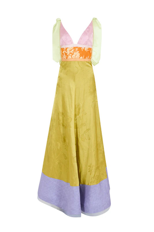 ✨ Colorblock Elegance Maxi Dress 🌸 Bold & Artistic Statement Gown