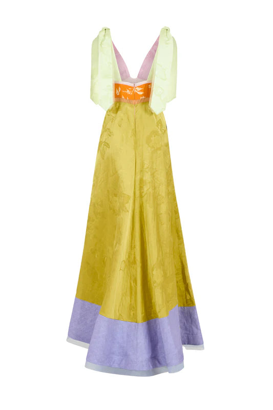 ✨ Colorblock Elegance Maxi Dress 🌸 Bold & Artistic Statement Gown