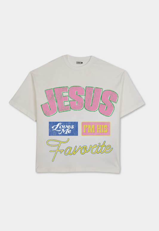 "I'M HIS FAVORITE" BOXY TEE (WHITE)