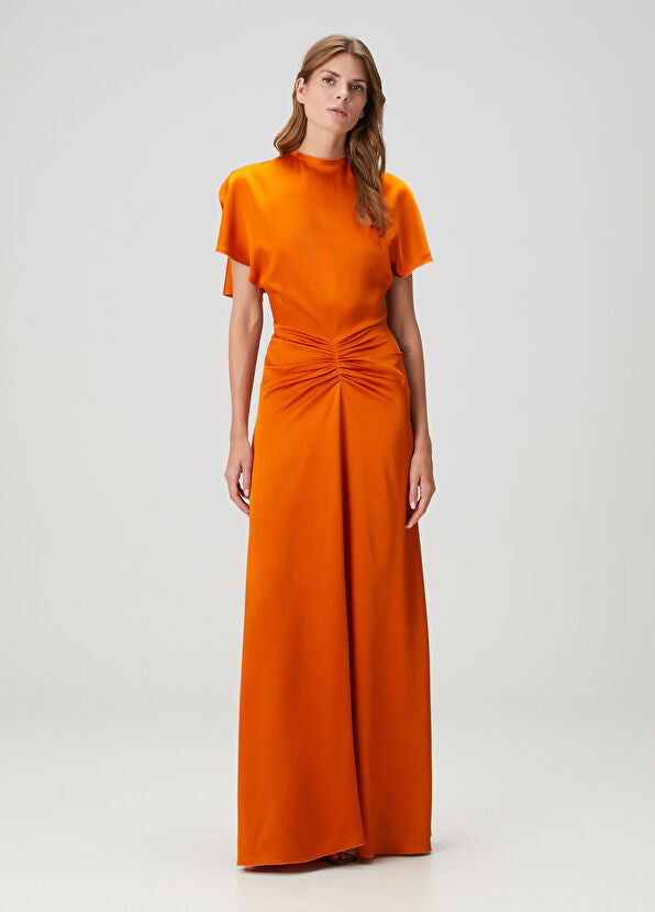 Sunset Glow Satin Maxi Dress