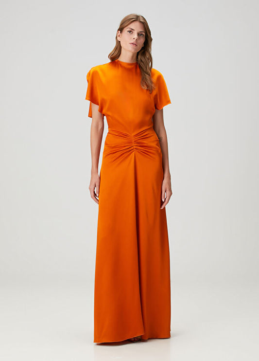 Sunset Glow Satin Maxi Dress