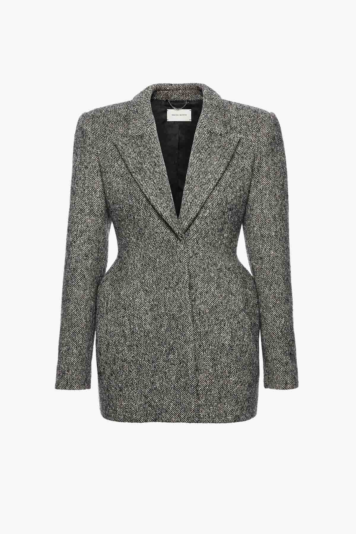 Structured Wool Tailored Blazer – Sculpted Silhouette in Classic Grey