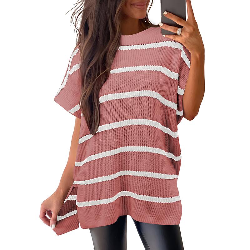🍂SHEWIN 2025 Summer Women’s Casual Knit Pullover Tops ✨ Loose Fit Crew Neck Short Sleeve Trendy Tee | 20K+ SOLD 🔥 Best Seller