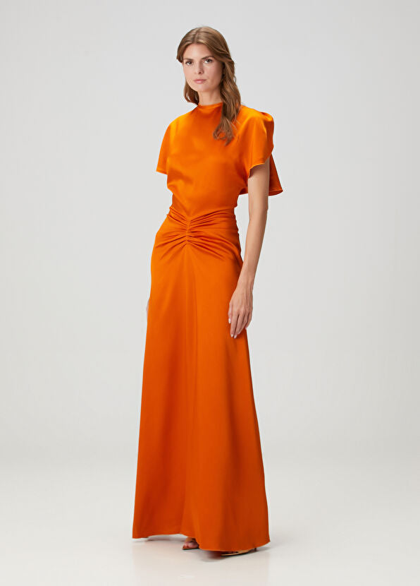 Sunset Glow Satin Maxi Dress